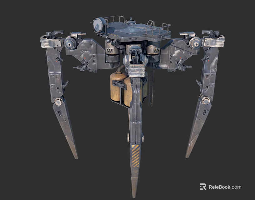 Robotic Mechanical Creature Featuring Multi Legged Structure And Metal Platform Design 3d model 