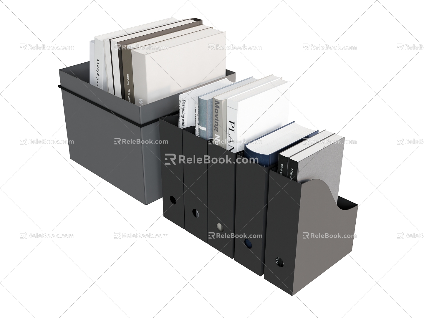 Modern Book Bookshelf File Shelf Storage Box File 3d model