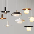 Elegant Modern Pendant Lights With Diverse Shapes Metallic Frames And Globe Bulbs 3d model