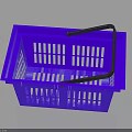 Purple Plastic Shopping Basket With Black Handle And Perforated Design For Daily Use