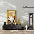 Designer Dark Wooden TV Stand With Exquisite Decorations For Elegant Comfortable Modern Living Room