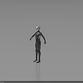 Humanoid Robot Mechanical Character With White Head Black Body Joints And Dark Background 3d model