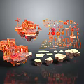 Vibrant Cartoon Scene Design With Floating Islands Buildings And Decorative Objects 3d model