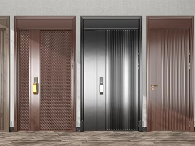 Modern Swing Doors With Textured Panels Vertical Stripes And Multiple Colors 3d model
