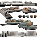Modern Sectional Sofa With Orange Cushions And L Shaped Design Options 3d model
