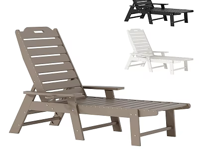 Outdoor Lounge Chair Wooden Design Adjustable Backrest Armrests Multiple Colors For Patio Use 3d model