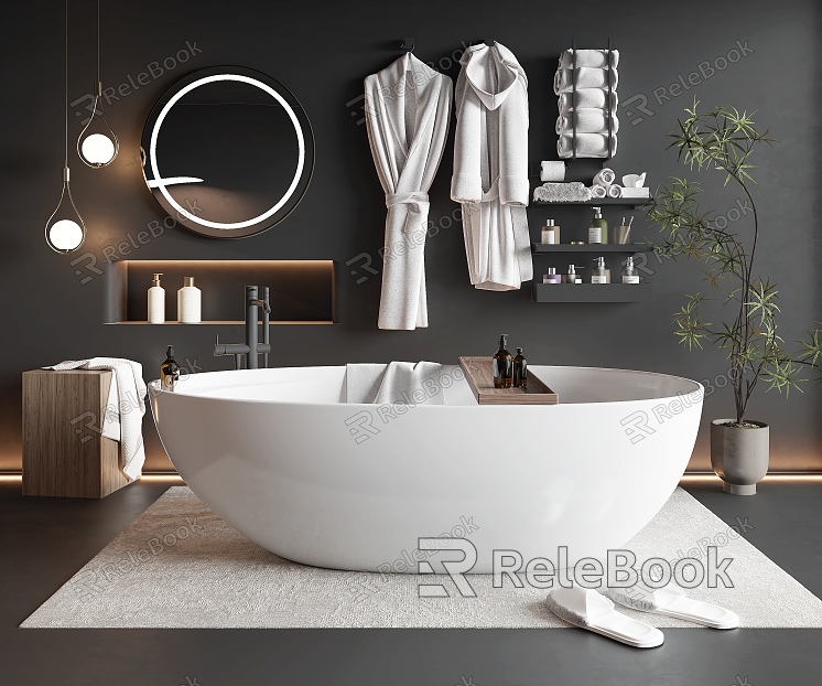 Bathtub Bathroom products Towel rack Bathrobe Mirror model