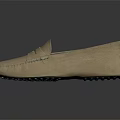Beige Leather Loafers with Classic Stitched Details and Simple Elegant Style
