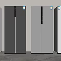 Different Styles of White Dark Gray Light Gray Refrigerators Standing Against Wall On Tile Floor