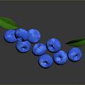 Fresh Ripe Blueberries With Vibrant Green Leaves On Dark Reflective Surface