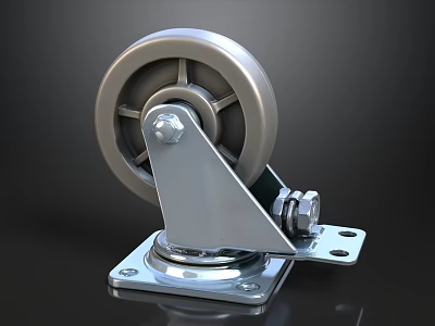 Heavy Duty Furniture Caster Wheel With Swivel Mounting Plate And Silver Finish 3d model