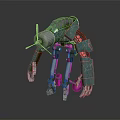 Sci Fi Mechanical Creature With Green Exoskeleton Multiple Legs And Propeller
