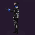 Futuristic Sci Fi Game Character In Armored Suit With Blue Glowing Elements
