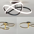Modern Black and Gold Circular Intertwined Ceiling Light with LED Illumination 3d model