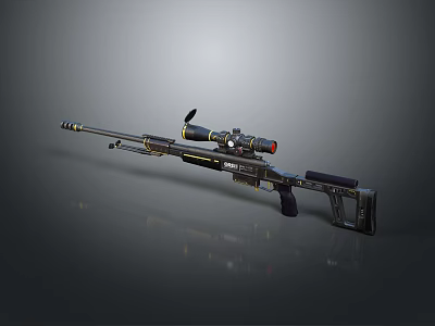 Tactical Sniper Rifle With High Precision Scope And Metal Barrel Stock Design 3d model