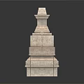 Solid Stone Tower Structure With Multi Layered Carved Textured Design