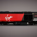 Red Virgin Train With Yellow Front And Black Roof Exterior Design