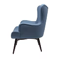 Elegant Blue Upholstered Accent Chair with High Wing Back and Wooden Legs Design
