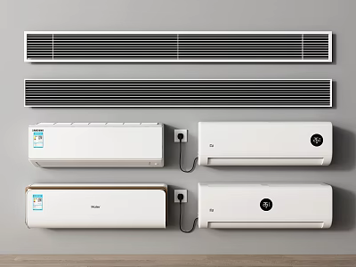 Modern Air Conditioner Fans With Wall Mounted Design And Various Styles For Home Use 3d model