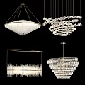 Elegant Modern Chandeliers With Crystal Elements And Various Unique Hanging Light Designs 3d model