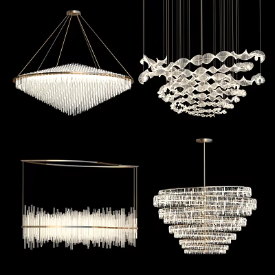 Elegant Modern Chandeliers With Crystal Elements And Various Unique Hanging Light Designs 3d model