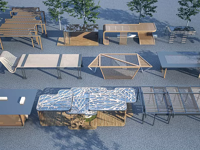 Various Modern Pergola Designs With Wooden And Metal Structures For Outdoor Spaces 3d model