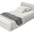 Modern Light Colored Double Bed With Textured Pillows And Gray Blanket 3d model