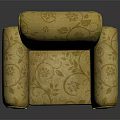 Yellow Floral Pattern Upholstered Armchair With Classic Design For Living Room Furniture