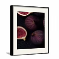 Botanical Art Featuring Sliced And Whole Purple Figs On Dark Background Decorative Print