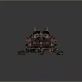 Rustic Brown Mechanical Weapon With Double Barrel Cannon Tracked Base And Industrial Design