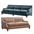 Brown and Blue Velvet Tufted Multi Seat Sofa for Living Room Interior Decor