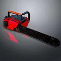 Red And Black Chainsaw With Orange Handle And Black Cutting Chain