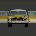 Vintage Yellow Car Model With Open Doors And White Roof Interior