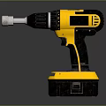 Yellow And Black Cordless Drill With Battery Operated Power Tool Design