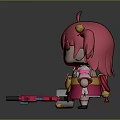 Cute Pink Haired Cartoon Character with Floral Outfit and Mini Mechanical Devices
