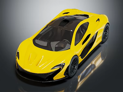 Yellow Modern Sports Car With Sleek Body Design And Black Wheels 3d model