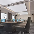 Modern Conference Room Interior Design With Large Meeting Table Ergonomic Chairs And Digital Screen