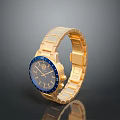 Gold Wrist Watch With Blue Dial And Metal Strap Design For Daily Use 3d model
