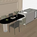 Modern Dining Table and Chair Combination Dining Chair Single Chair Island Table Dining Table 3d model