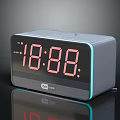 CASIO Electronic Alarm Clock With Red Digital Display And Gray Casing Blue Light Strip 3d model
