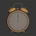 Vintage Golden Brass Alarm Clock With Double Bell And Round Dial