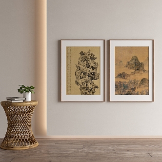 New Chinese Landscape Painting Decorative Painting 3d model