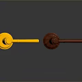 Two Shiny Golden And Red Hammers With Wooden Base As Practical Household Items