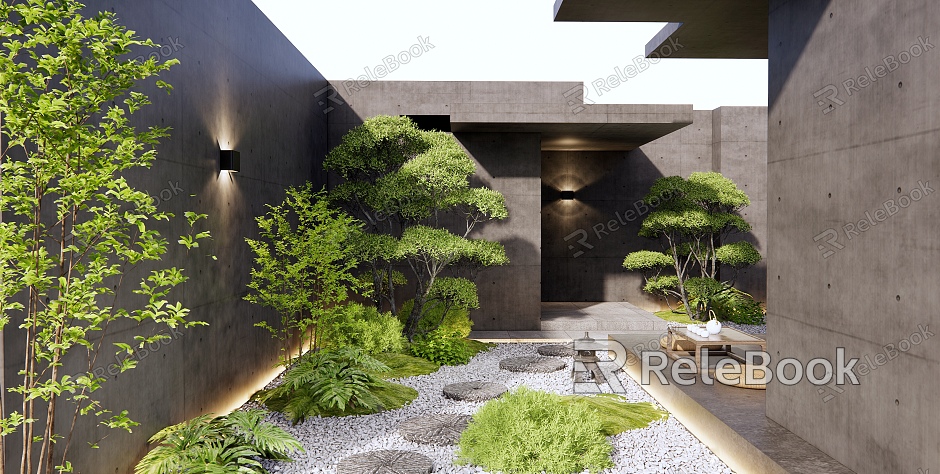 Modern courtyard courtyard landscape model