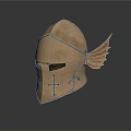 Ancient Warrior Golden Helmet With Mythical Creature Carvings And Wing Design