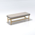 Modern Upholstered Ottoman Bench With Gray Cushion And Golden Metal Frame