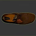 Brown Leather Casual Shoes With Orange Tag And Light Colored Sole For Daily Wear