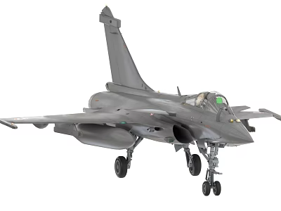 Gray Military Fighter Jet With Extended Landing Gear And Open Cockpit 3d model