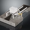Industrial Processing System Structure With Conveyor Belts Stairs And Concrete Platform