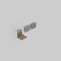 Wooden Textured Double Layer Curtains With White Upper Panel In Interior Window